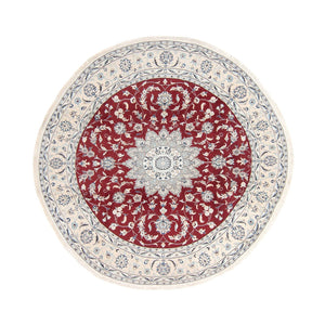 Alfombra persa - Nain redondo  - 250 x 250 cm - rojo oscuro