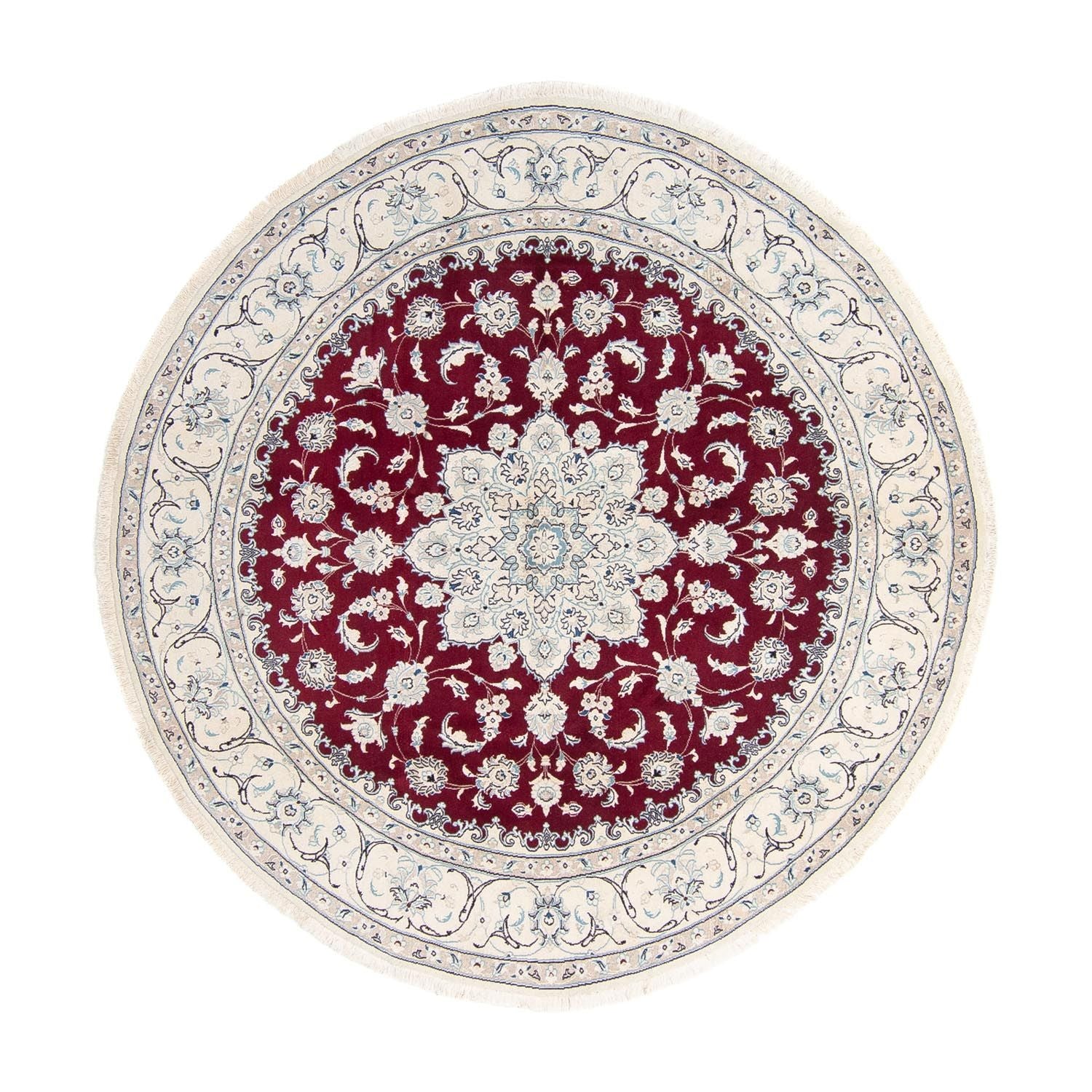 Alfombra persa - Nain redondo  - 240 x 240 cm - rojo oscuro
