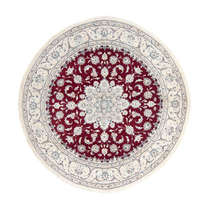 Alfombra persa - Nain redondo  - 240 x 240 cm - rojo oscuro