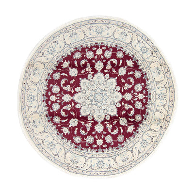 Alfombra Persa - Nain - Real - 250 x 250 cm - rojo oscuro