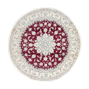 Alfombra Persa - Nain - Real - 250 x 250 cm - rojo oscuro