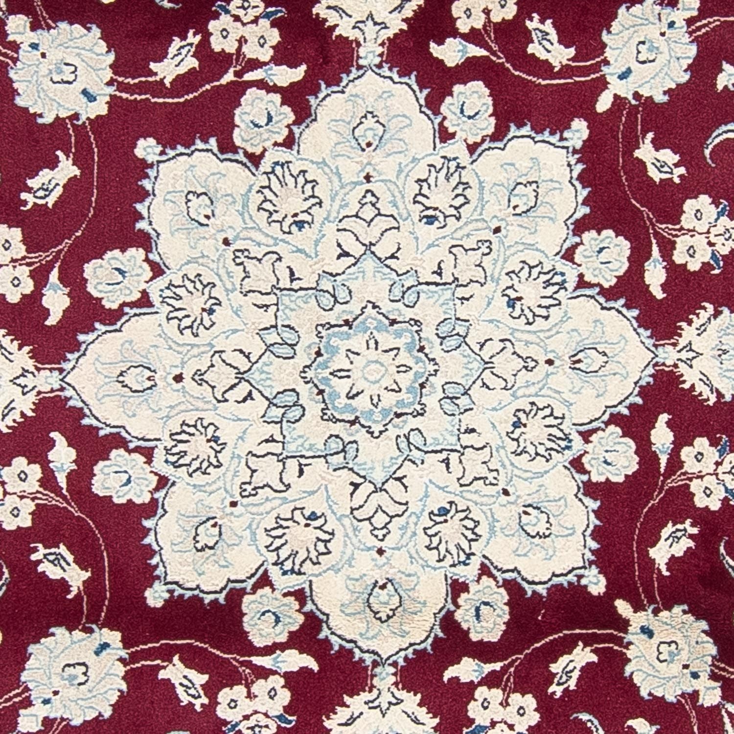 Alfombra Persa - Nain - Real - 250 x 250 cm - rojo oscuro
