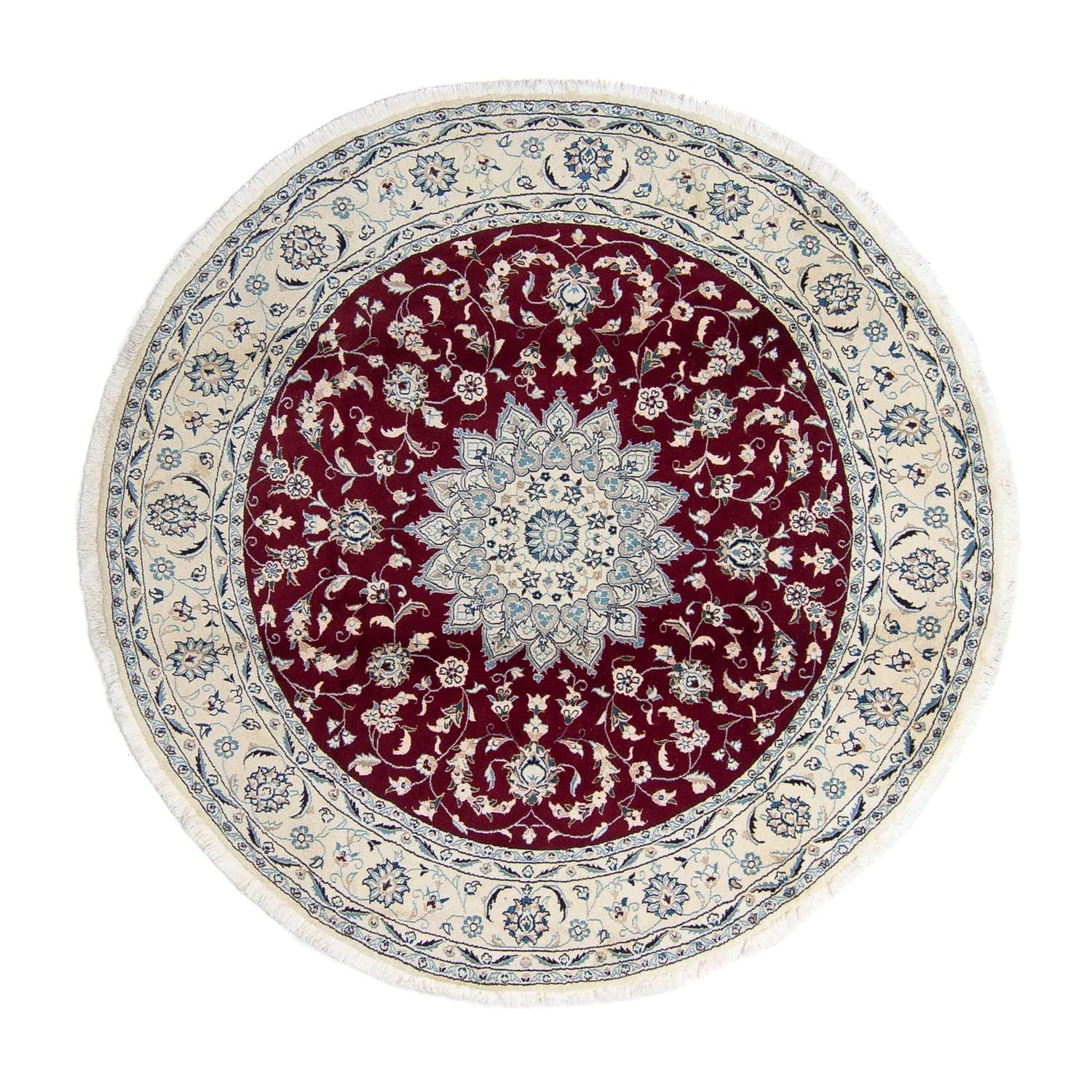 Alfombra persa - Nain redondo  - 252 x 252 cm - rojo oscuro