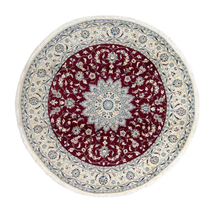 Alfombra persa - Nain redondo  - 252 x 252 cm - rojo oscuro