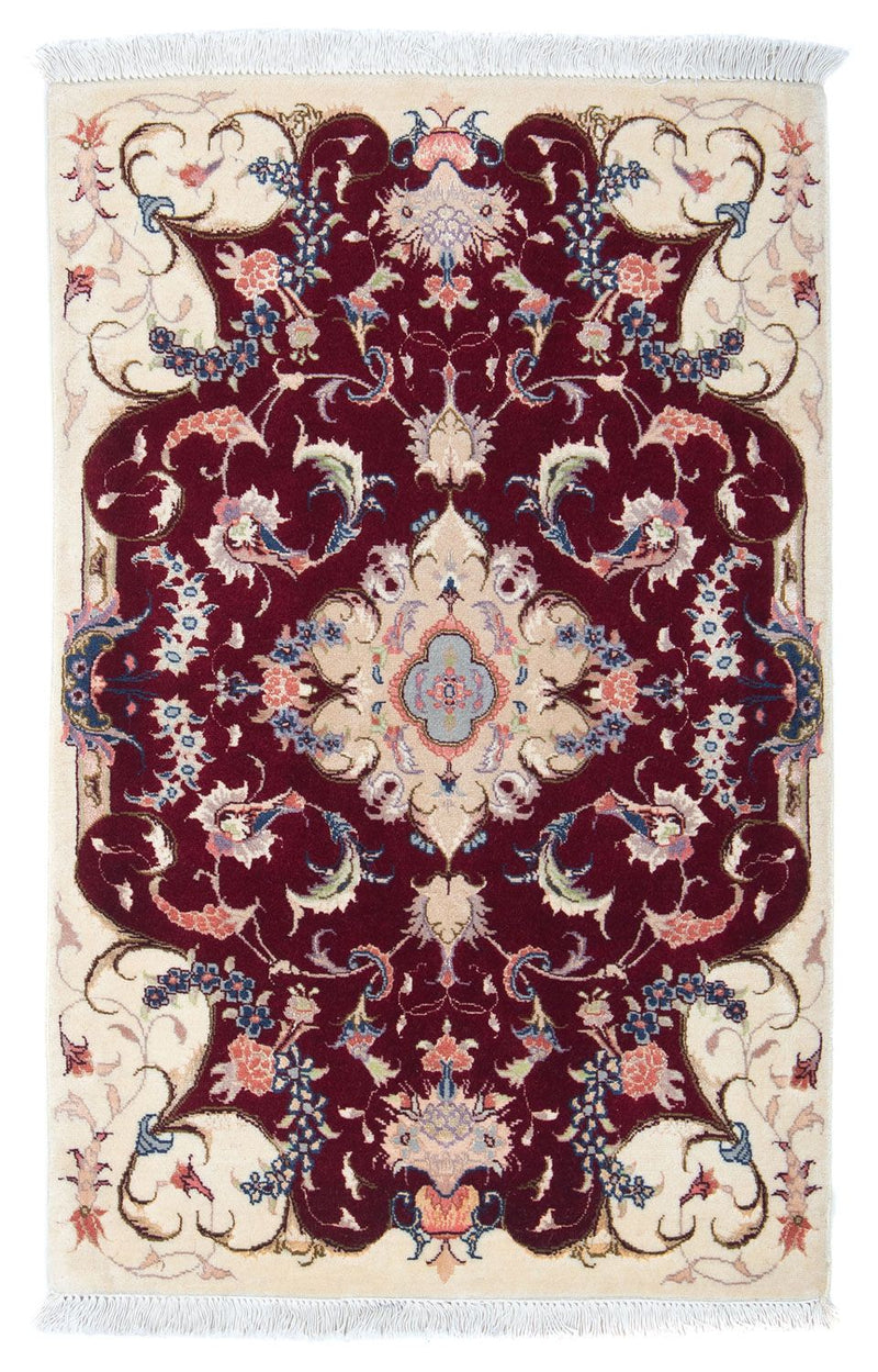 Alfombra Persa - Tabriz - Real - 90 x 60 cm - rojo oscuro
