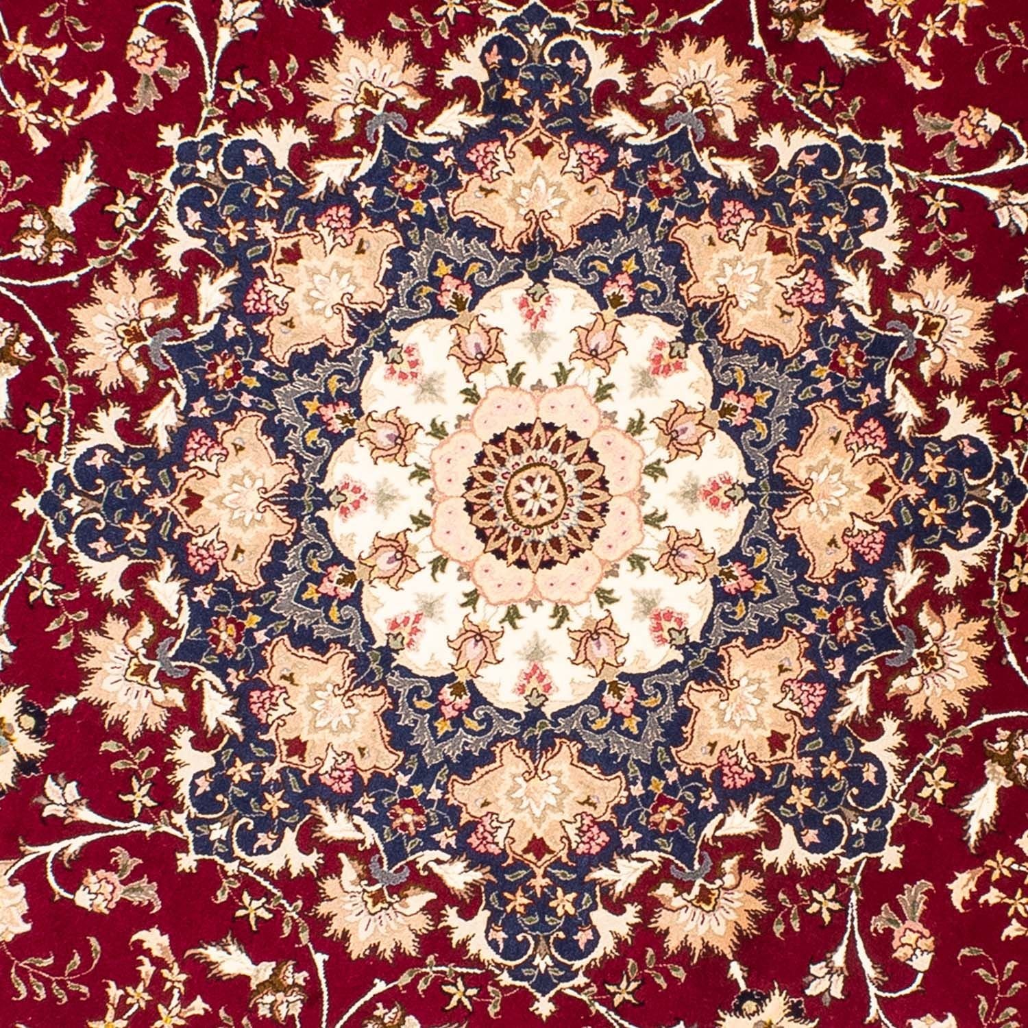 Alfombra Persa - Tabriz - Real redondo  - 250 x 250 cm - rojo oscuro