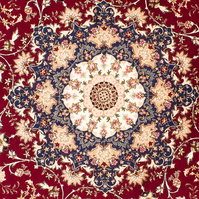 Alfombra Persa - Tabriz - Real redondo  - 250 x 250 cm - rojo oscuro