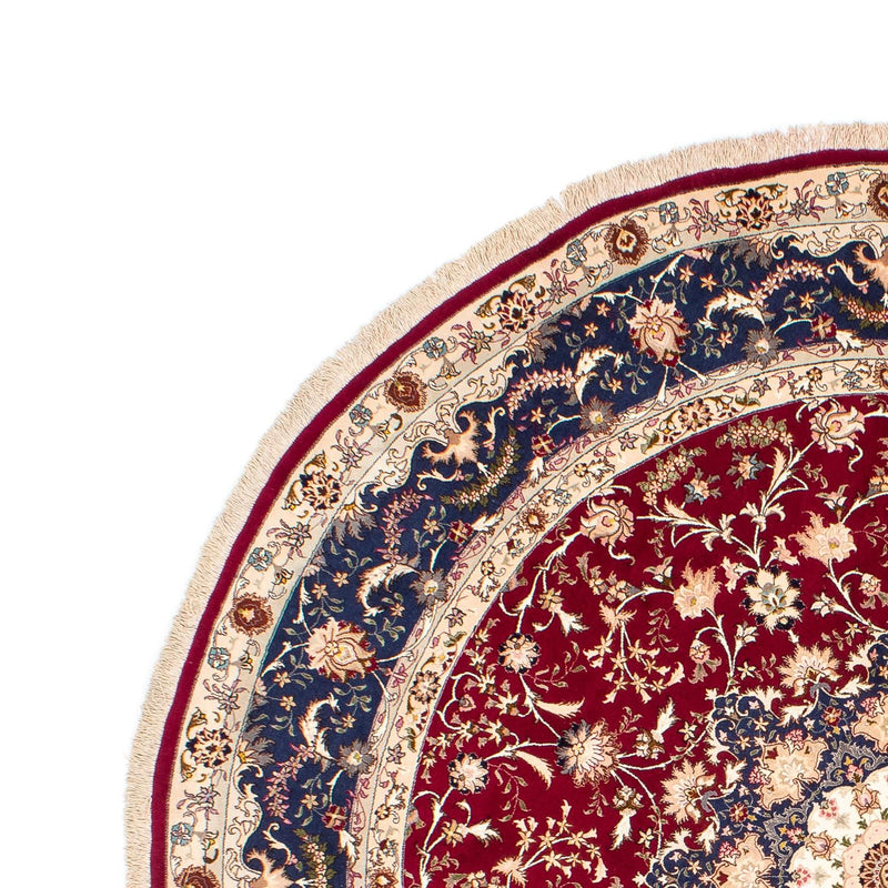 Alfombra Persa - Tabriz - Real redondo  - 250 x 250 cm - rojo oscuro