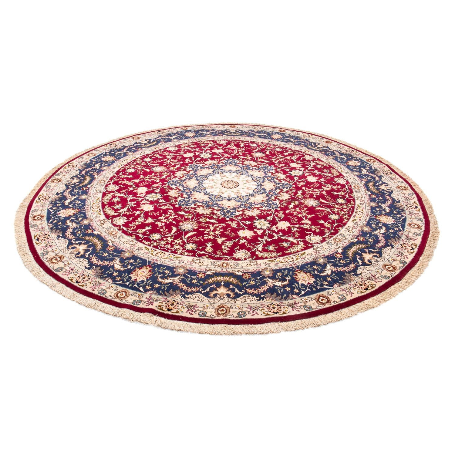 Alfombra Persa - Tabriz - Real redondo  - 250 x 250 cm - rojo oscuro