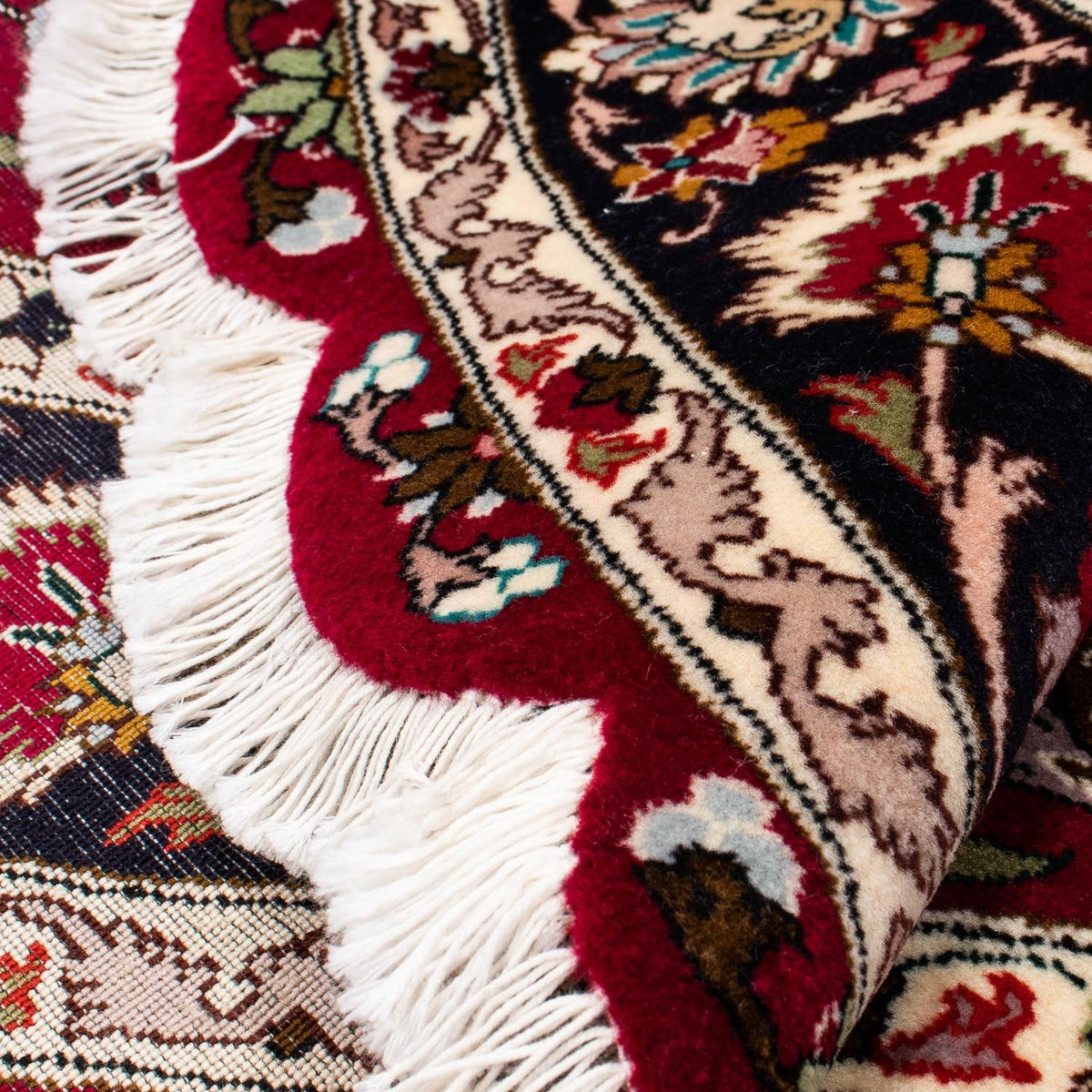 Alfombra Persa - Tabriz - Real redondo  - 150 x 150 cm - rojo oscuro