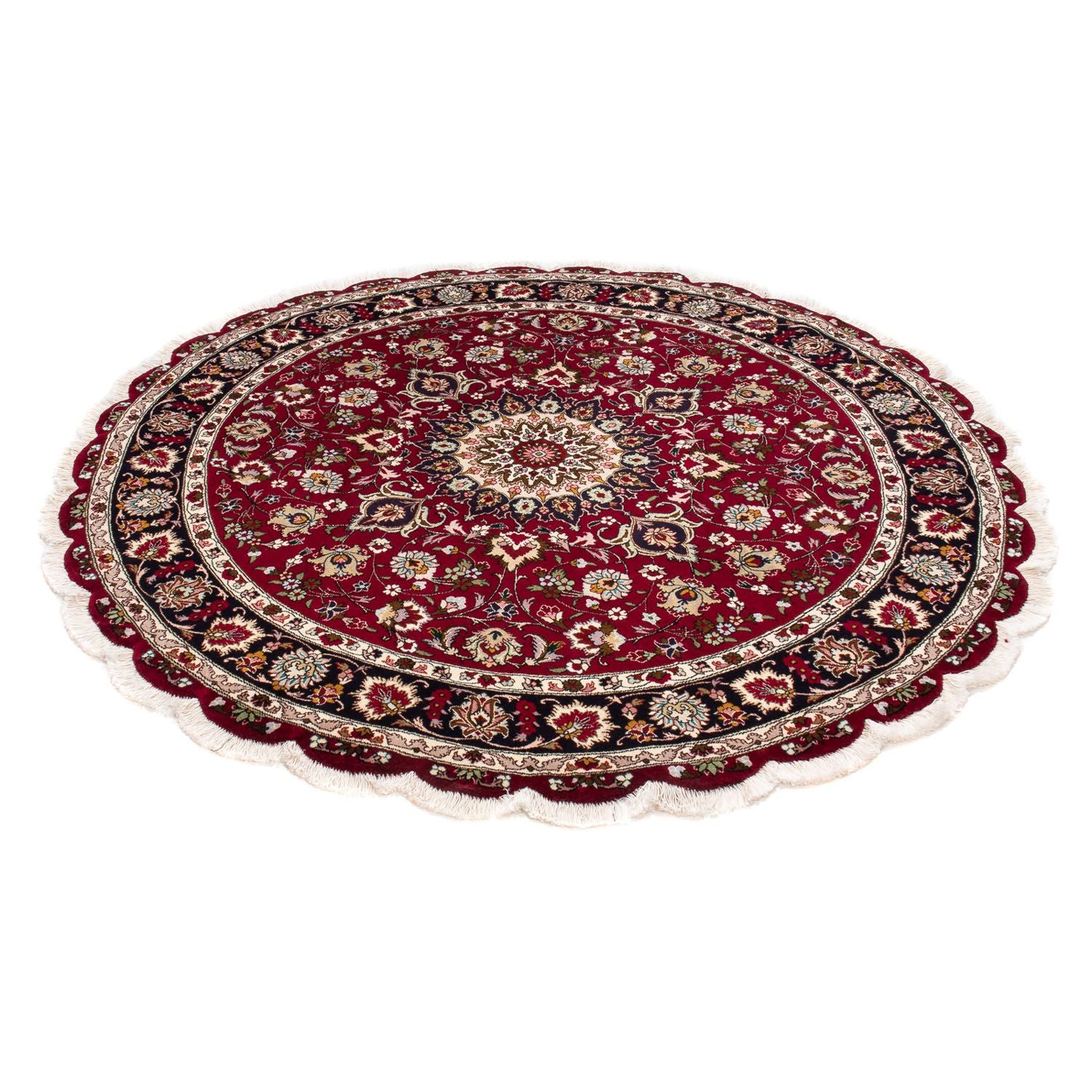 Alfombra Persa - Tabriz - Real redondo  - 150 x 150 cm - rojo oscuro