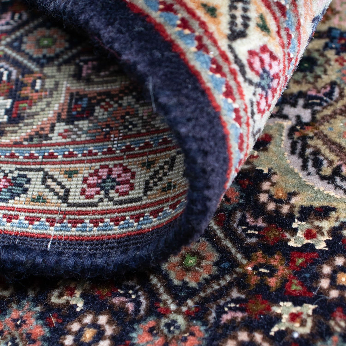 Alfombra Persa - Tabriz - Real - 88 x 66 cm - azul oscuro