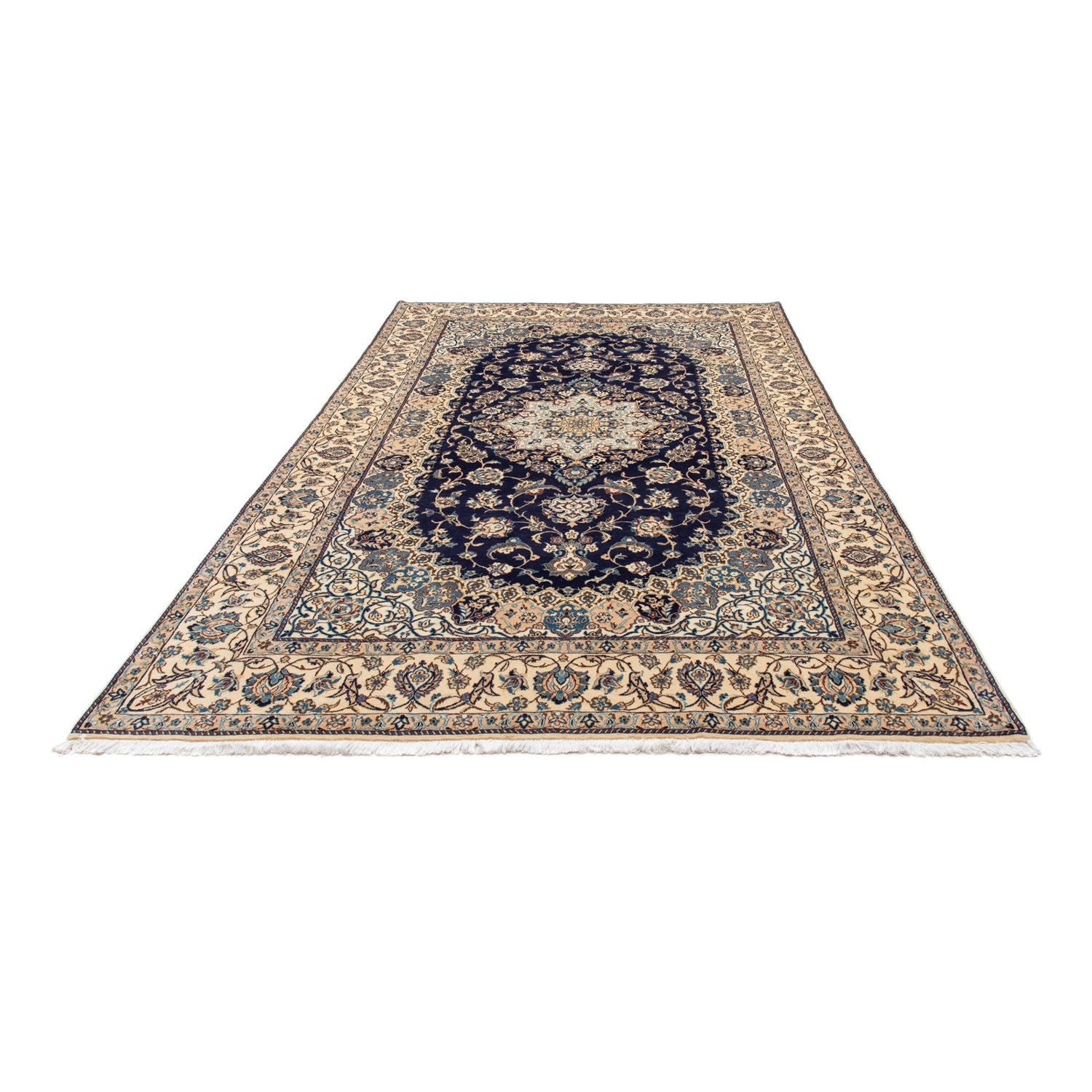 Alfombra Persa - Nain - Real - 308 x 197 cm - azul oscuro