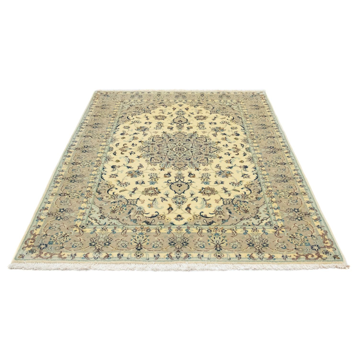 Alfombra persa - Keshan - 210 x 137 cm - beige