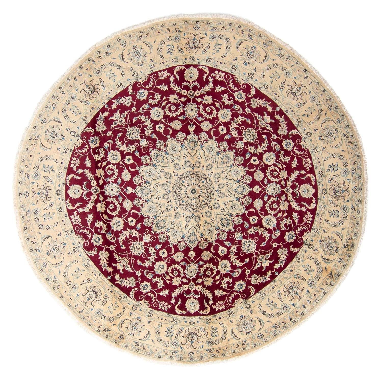 Alfombra persa - Nain redondo  - 295 x 295 cm - rojo oscuro