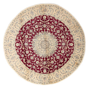Alfombra persa - Nain redondo  - 295 x 295 cm - rojo oscuro