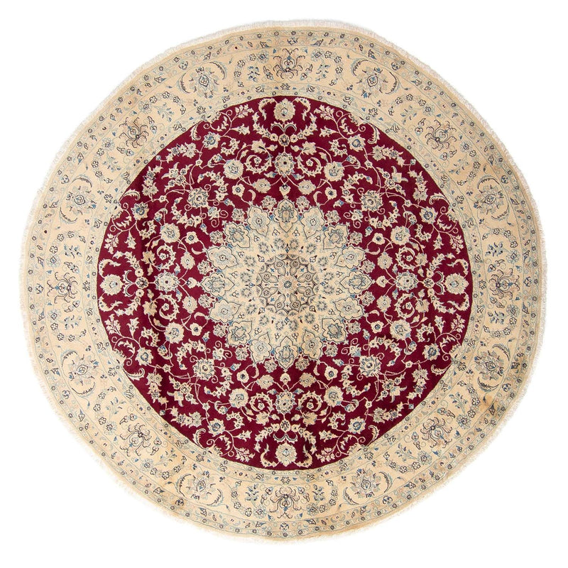 Alfombra persa - Nain redondo  - 295 x 295 cm - rojo oscuro