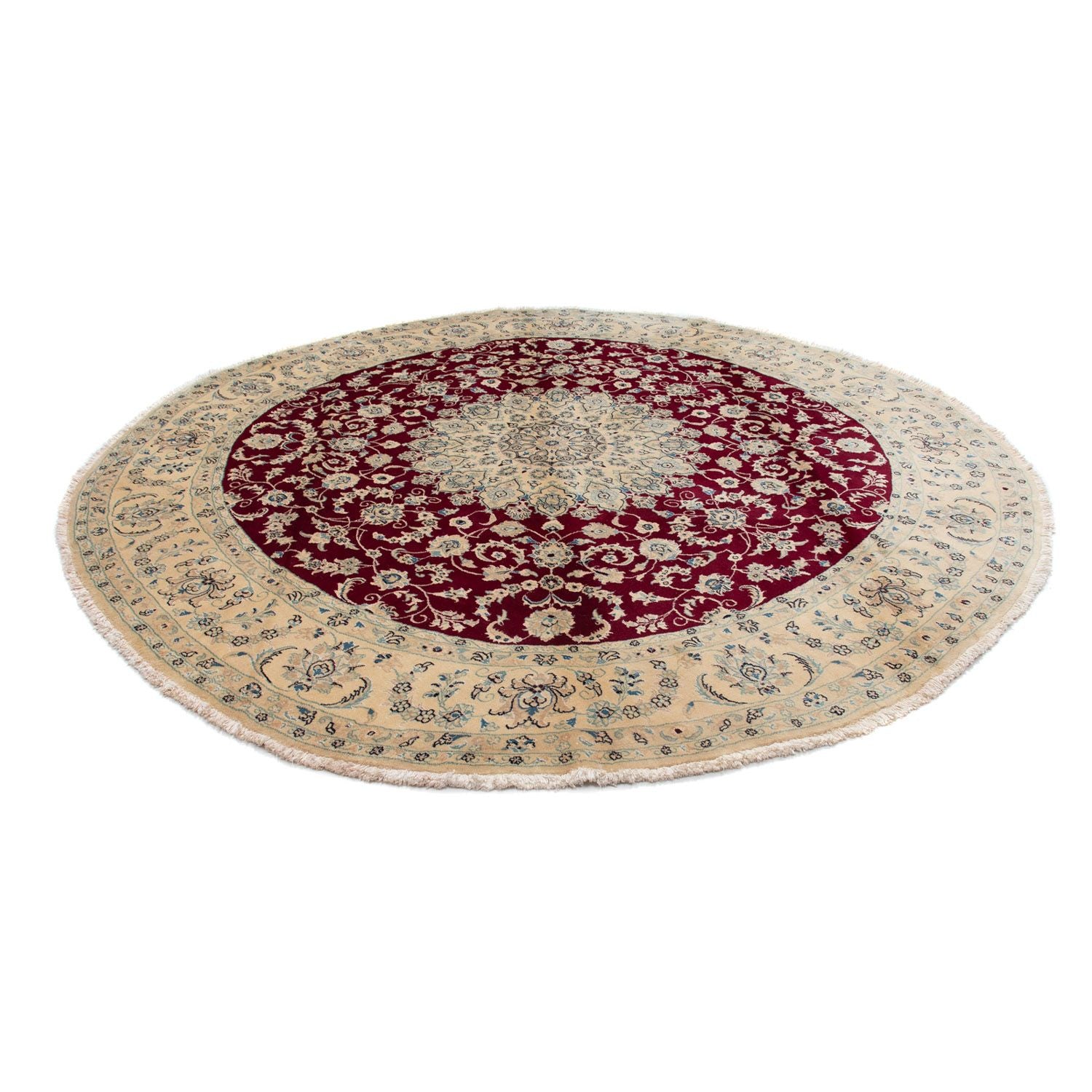 Alfombra persa - Nain redondo  - 295 x 295 cm - rojo oscuro