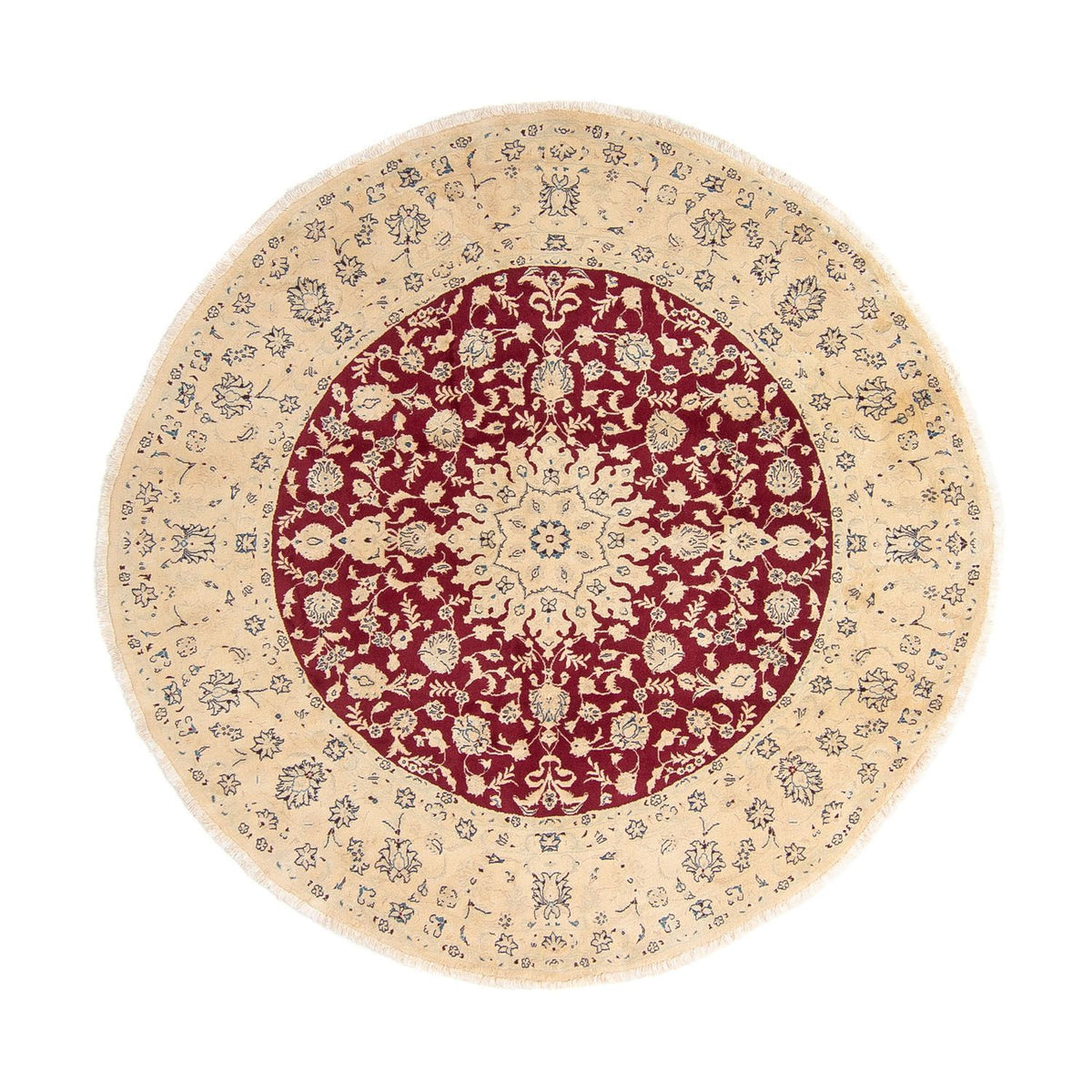 Alfombra persa - Nain redondo  - 242 x 242 cm - rojo oscuro