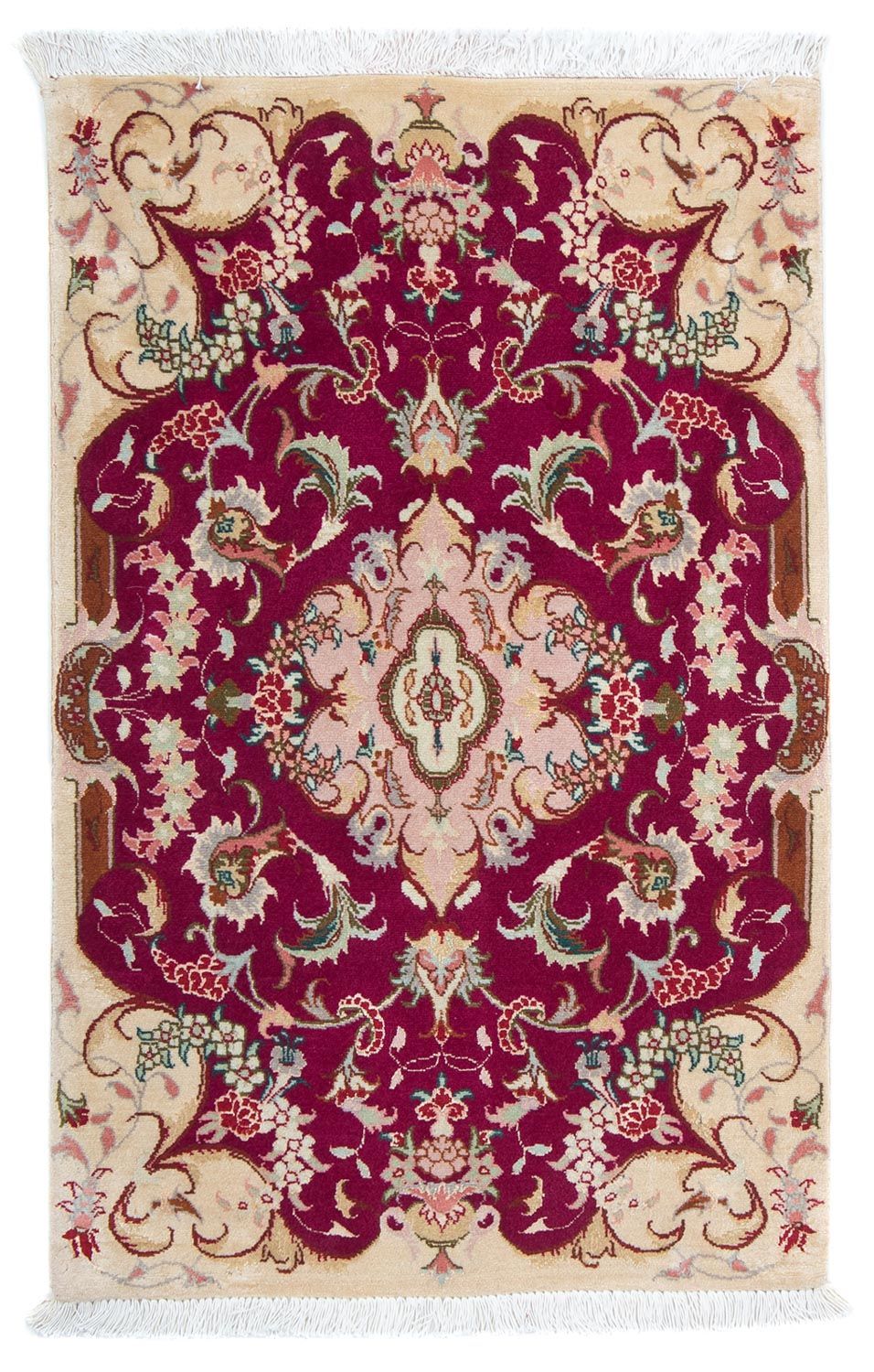 Alfombra Persa - Tabriz - Real - 90 x 60 cm - rojo oscuro