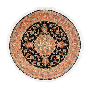 Alfombra Persa - Tabriz - Real redondo  - 100 x 100 cm - azul oscuro