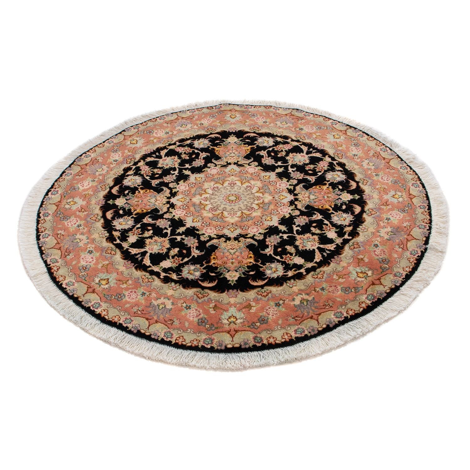 Alfombra Persa - Tabriz - Real redondo  - 100 x 100 cm - azul oscuro