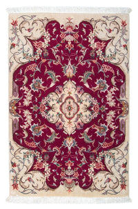 Alfombra Persa - Tabriz - Real - 90 x 60 cm - rojo oscuro