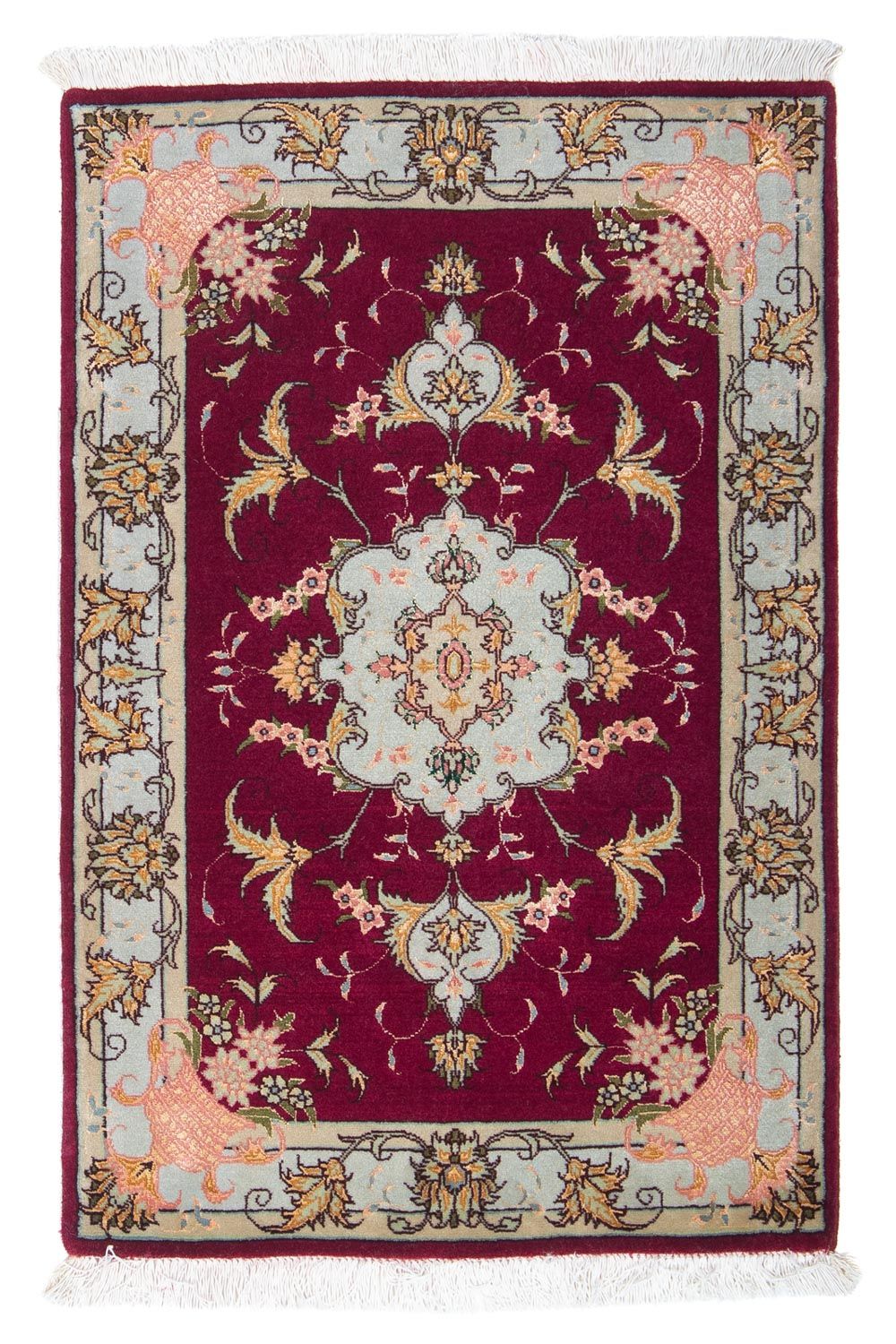 Alfombra Persa - Tabriz - Real - 90 x 60 cm - rojo oscuro