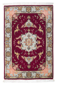 Alfombra Persa - Tabriz - Real - 90 x 60 cm - rojo oscuro
