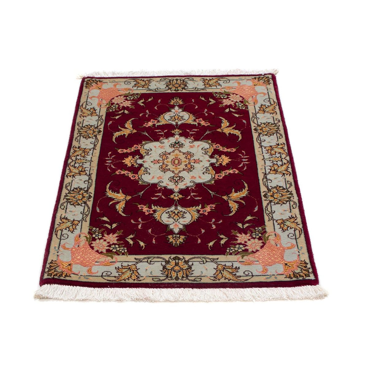 Alfombra Persa - Tabriz - Real - 90 x 60 cm - rojo oscuro