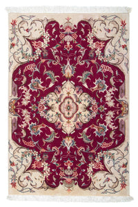 Alfombra Persa - Tabriz - Real - 90 x 60 cm - rojo oscuro