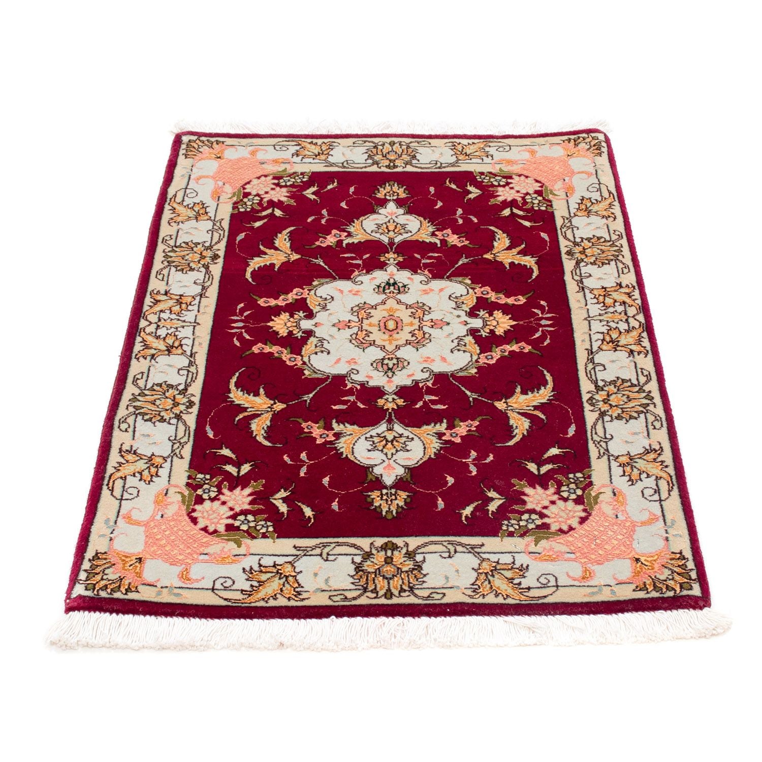 Alfombra Persa - Tabriz - Real - 90 x 60 cm - rojo oscuro