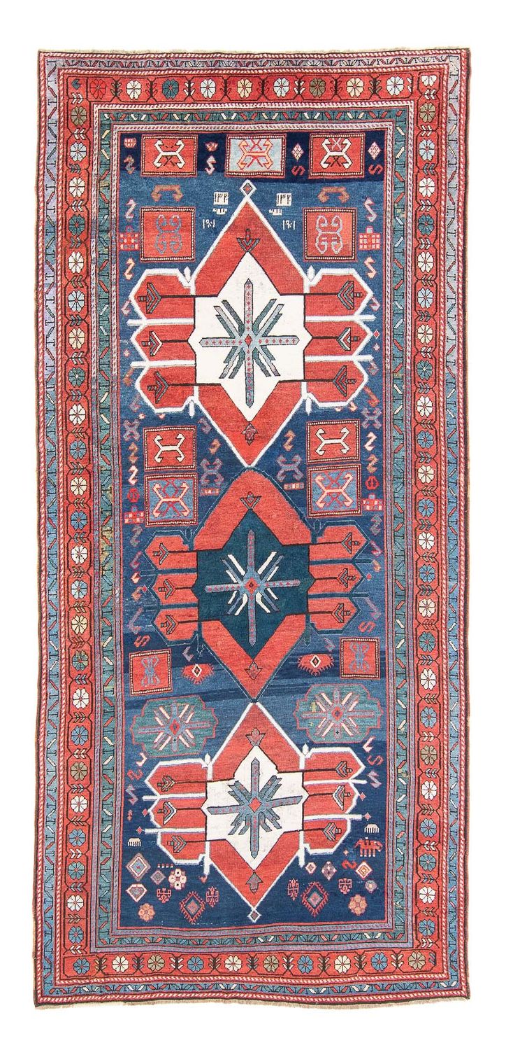 Alfombra de pasillo Alfombra persa - Nómada - 380 x 170 cm - azul oscuro