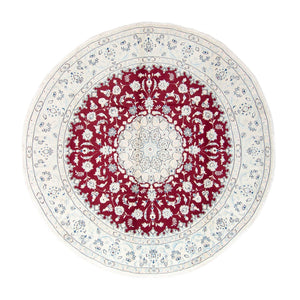 Alfombra persa - Nain redondo  - 293 x 293 cm - rojo oscuro