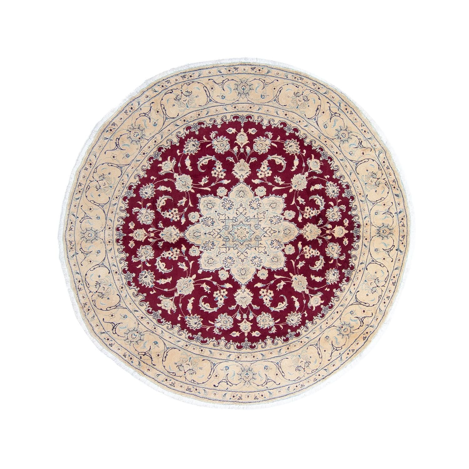 Alfombra persa - Nain redondo  - 246 x 246 cm - rojo oscuro