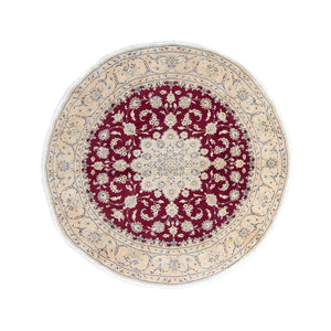 Alfombra persa - Nain redondo  - 246 x 246 cm - rojo oscuro