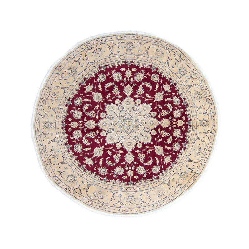 Alfombra persa - Nain redondo  - 246 x 246 cm - rojo oscuro