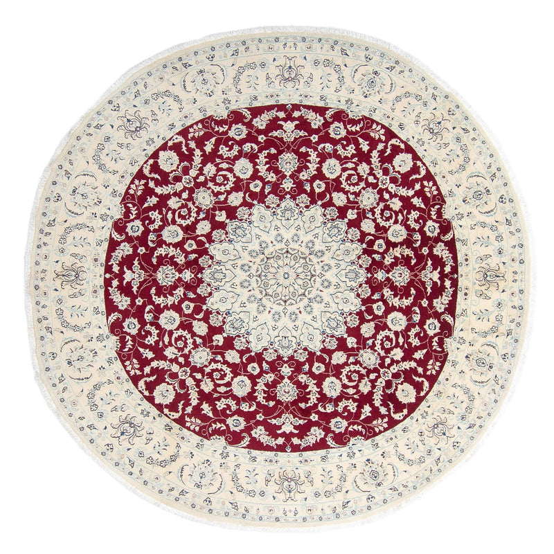 Alfombra persa - Nain redondo  - 302 x 302 cm - rojo oscuro
