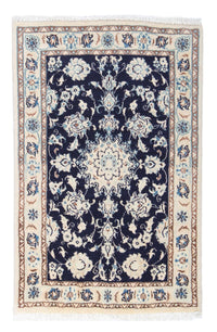 Alfombra persa - Nain - 85 x 55 cm - azul oscuro