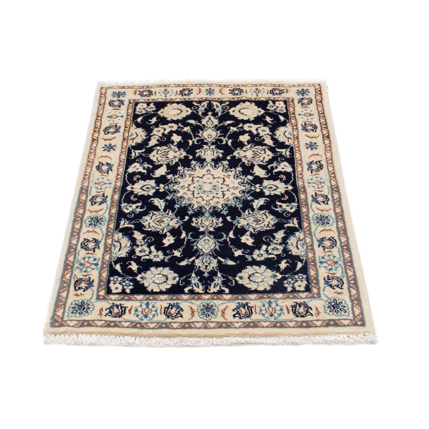 Alfombra persa - Nain - 85 x 55 cm - azul oscuro