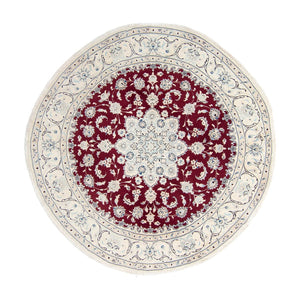 Alfombra persa - Nain redondo  - 250 x 250 cm - rojo oscuro