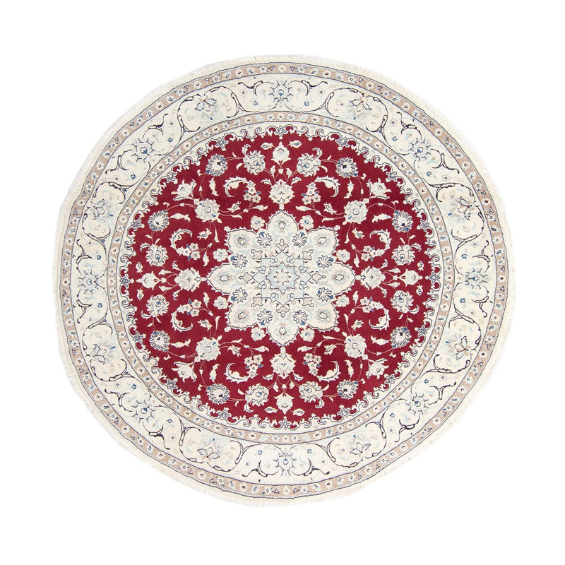 Alfombra persa - Nain redondo  - 245 x 245 cm - rojo oscuro