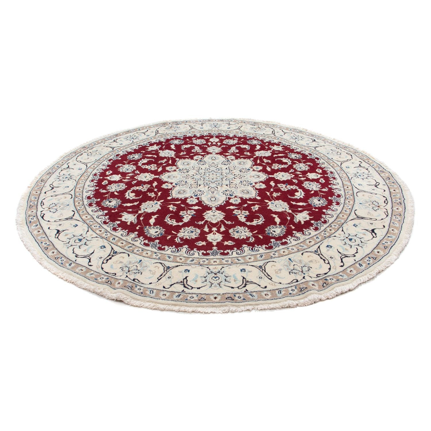 Alfombra persa - Nain redondo  - 245 x 245 cm - rojo oscuro