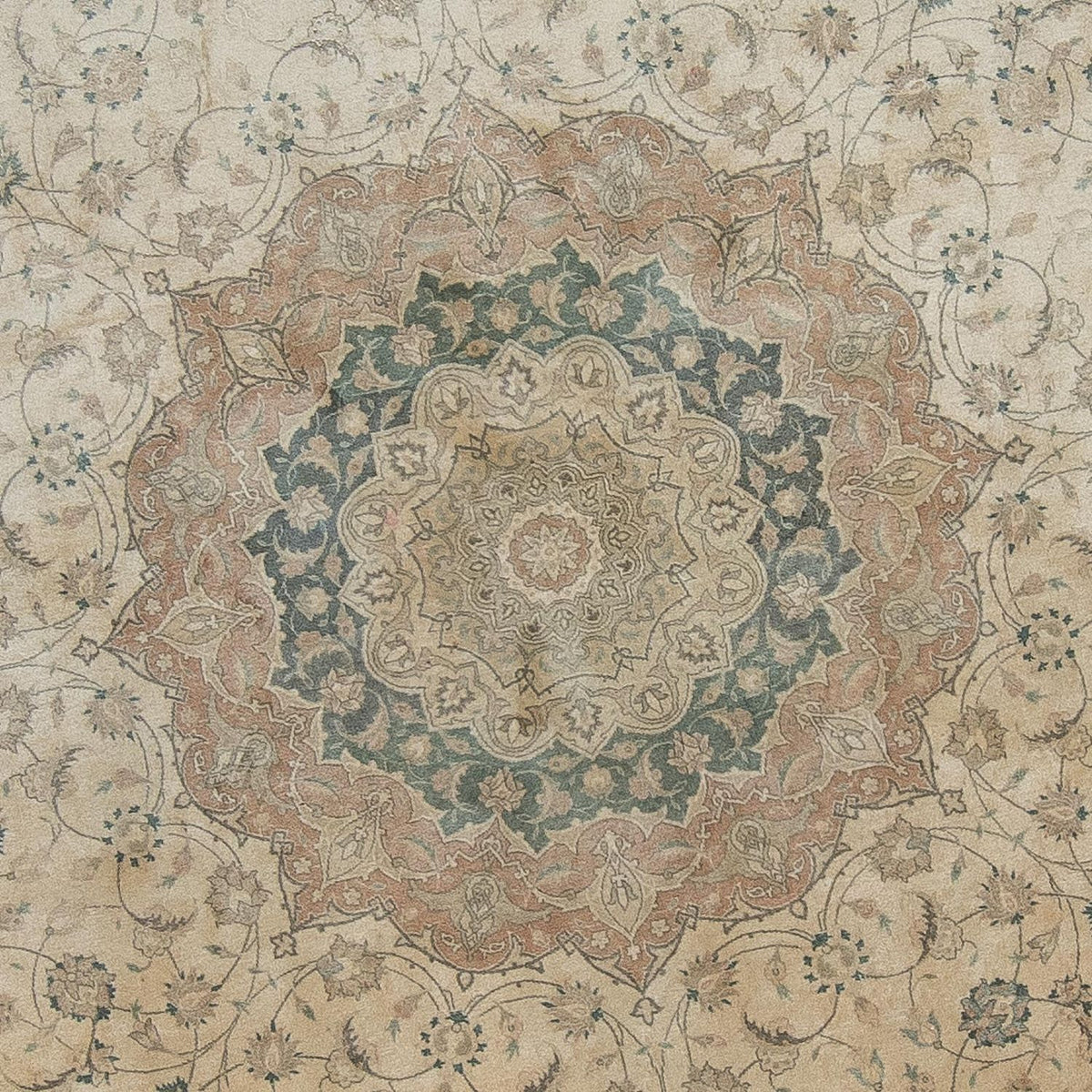 Alfombra persa - Tabriz redondo  - 290 x 290 cm - beige