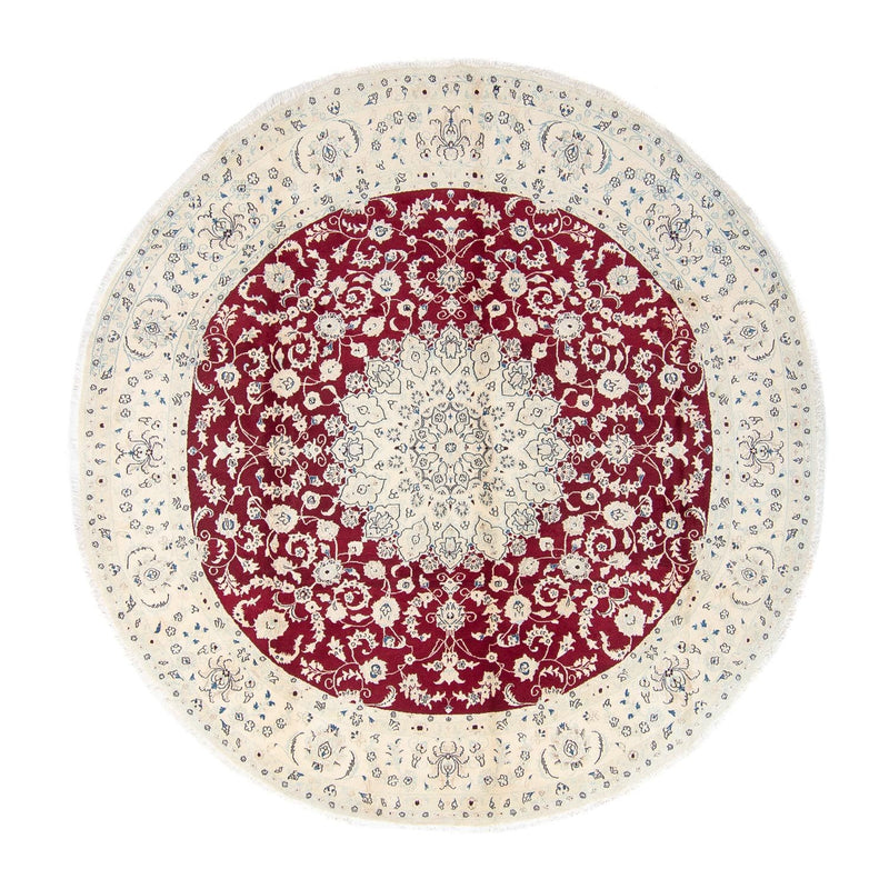 Alfombra persa - Nain redondo  - 293 x 293 cm - rojo oscuro