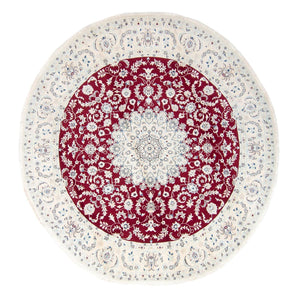 Alfombra persa - Nain redondo  - 295 x 295 cm - rojo oscuro