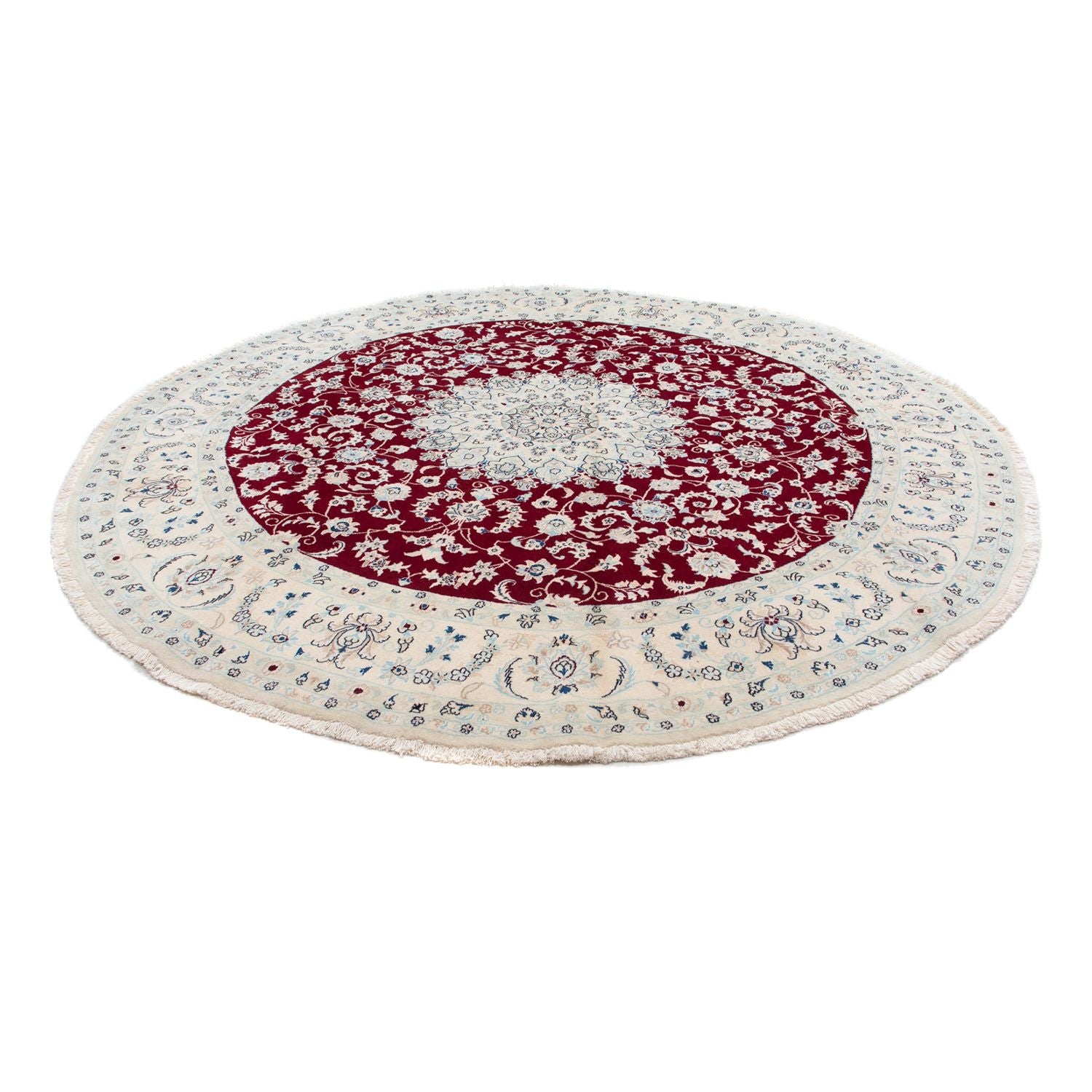 Alfombra persa - Nain redondo  - 295 x 295 cm - rojo oscuro