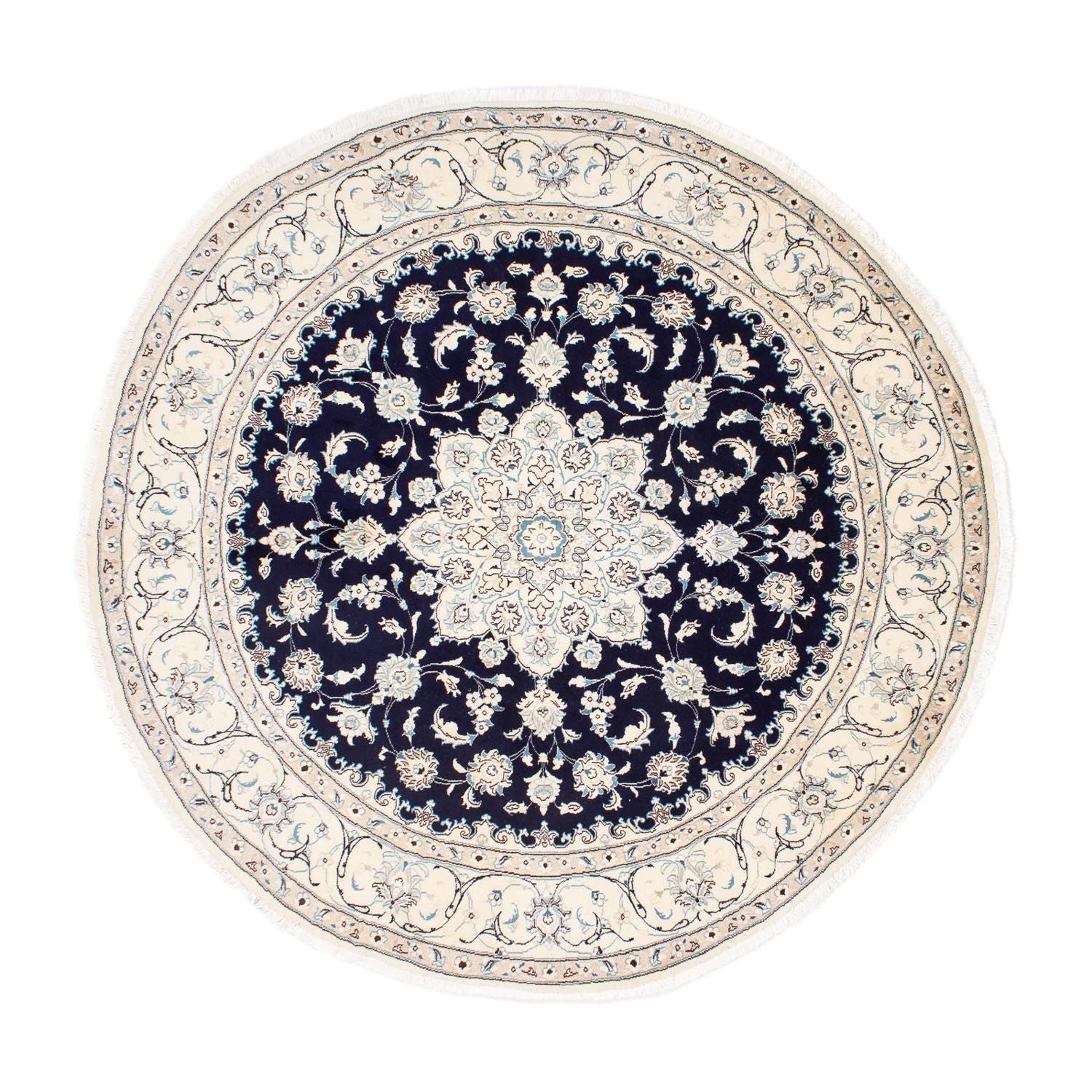 Alfombra persa - Nain redondo  - 243 x 243 cm - azul oscuro