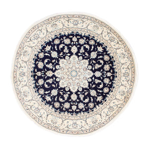 Alfombra persa - Nain redondo  - 243 x 243 cm - azul oscuro