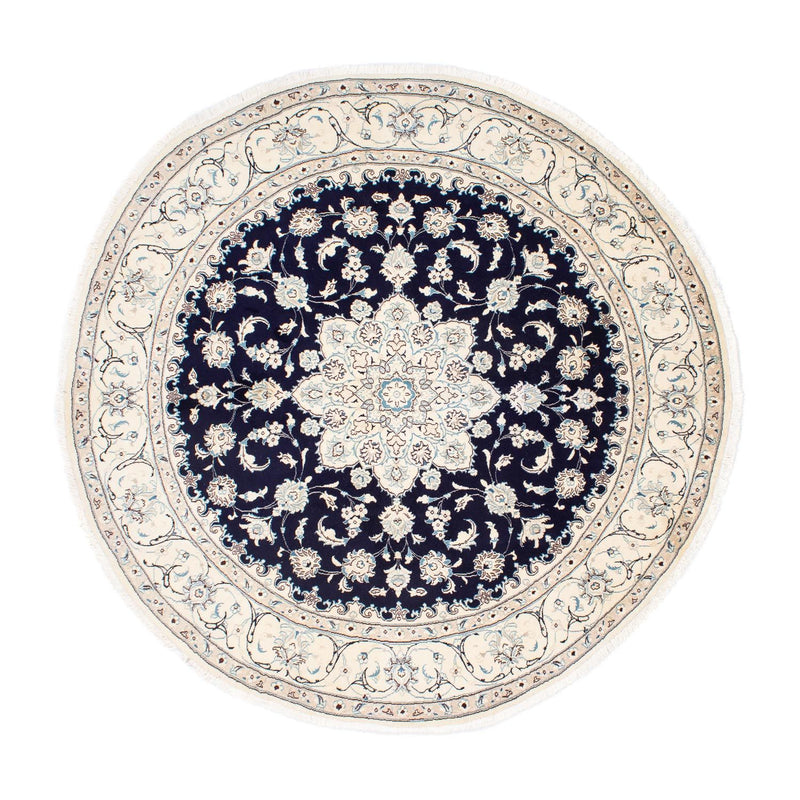 Alfombra persa - Nain redondo  - 243 x 243 cm - azul oscuro